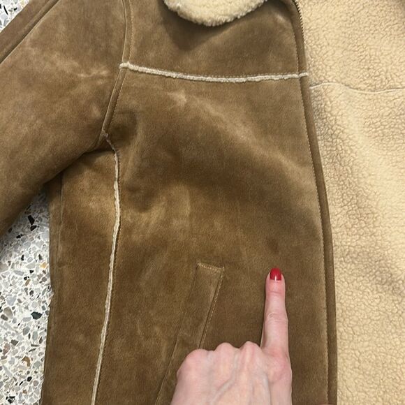 Gap suede leather brown Sherpa lines jacket coat western XS - Picture 9 of 9